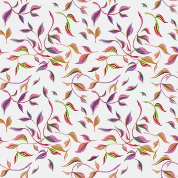 Leafs seamless pattern. Hand drawn illustration felt-tip pens isolate on whit Stock Illustration