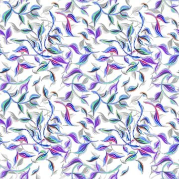 Leafs seamless pattern. Hand drawn illustration felt-tip pens isolate on whit Stock Illustration