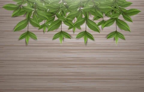 Leafs on wood background vector design Stock Illustration