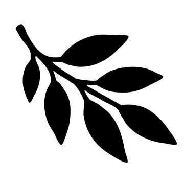 Leafy Branch Black Silhouette Vector Illustration Botanical Nature Design Stock-Illustration