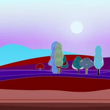 Leafy canopy environment backdrop with, mixed woodland trees, and right drift fo Stock Illustration