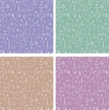 Leafy Floral Background Pattern Set Stock Illustration