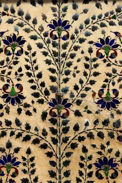 Leafy Pattern in Mortar, Udaipur Stock Photos