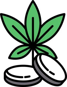 Leafy plant with two small round objects on top of it Stock Illustration