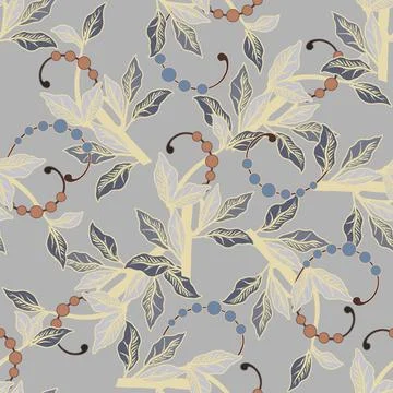 Leafy seamless pattern. Elegance vector background. Repeat floral ornamental  스톡 일러스트