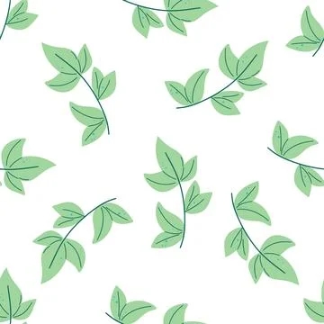 Leafy seamless pattern flat style Illustrazione stock