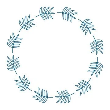 Leafy Spring Frame for congratulations quotes with copy space. Blue Wreath .. Stock Illustration