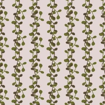 Leafy stripes seamless vector vertical pattern Illustrazione stock