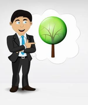Leafy tree in bubble idea concept of man in suit vector illustration Stock Illustration