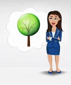 Leafy tree in bubble idea concept of woman in suit vector illustration イラスト素材