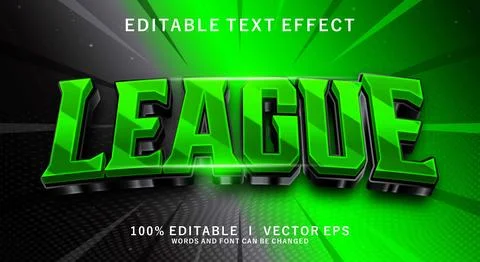 League 3d vector text effect with modern style design Stock Illustration