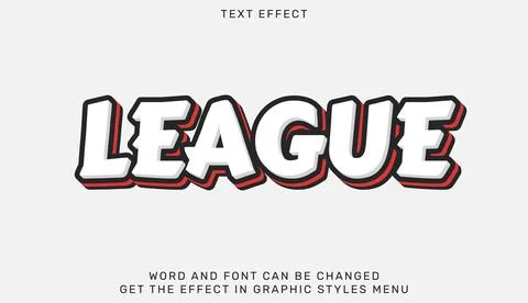 League editable text effect in 3d style Stock Illustration