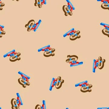 Leak detection water saving isometric icon seamless pattern Stock Illustration