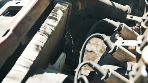 Leak in the radiator of a car Stock Footage 90895734