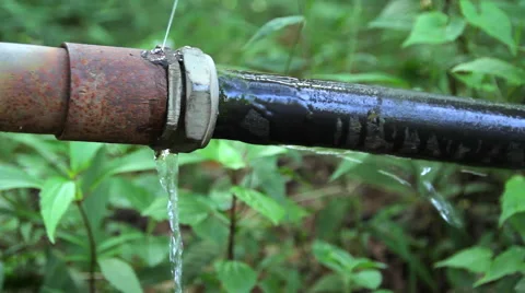 Leak in a water pipe Stock Footage 58529809