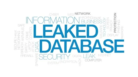 Leaked database animated word cloud, text design animation. Kinetic typography. Stock Footage 80485624