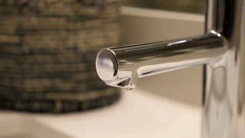 Leaking Faucet Drip 120fps Medium Shot Stock Footage