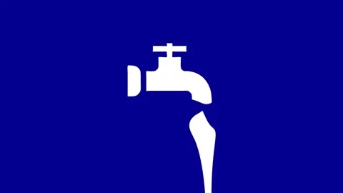 Leaking faucet with single drop on blue Stock Footage 327761802