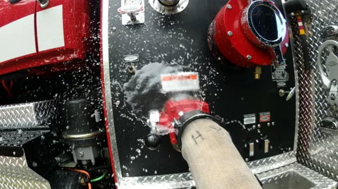Leaking fire hose Stock Footage 68960247