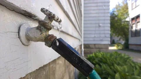 Leaking Garden Tap Stock Footage 64894492