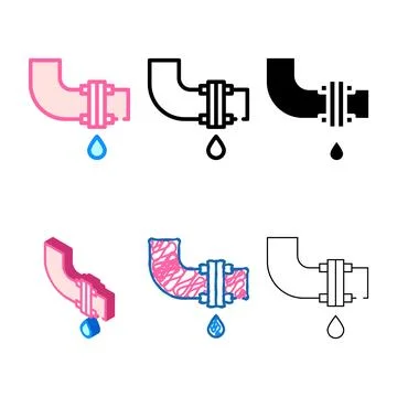 Leaking pipe color icon vector flat edition Stock Illustration