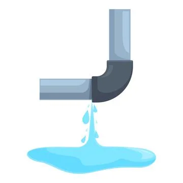 Leaking pipe dripping water creating puddle Illustrazione stock