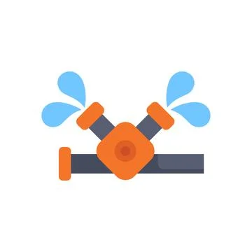 Leaking pipe fitting plumbing emergency icon Stock Illustration
