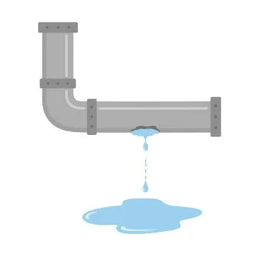 Leaking pipe with flowing water vector illustration Stock Illustration
