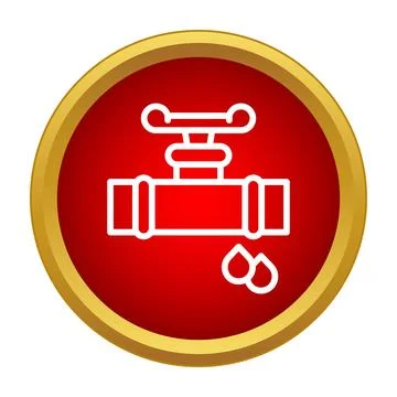 Leaking pipe with valve icon illustrating plumbing issue Stock Illustration