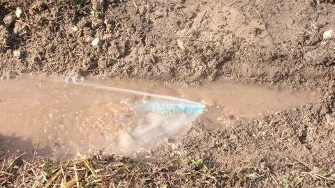 Leaking plastic water pipe damage. Stock Footage 292530301