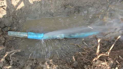 Leaking plastic water pipe. Stock Footage 292530247