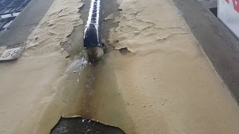 Leaking rainwater pipe Stock Footage 90038367