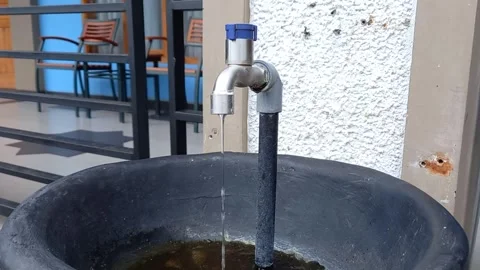 The leaking of water faucet Stock Footage 242222677