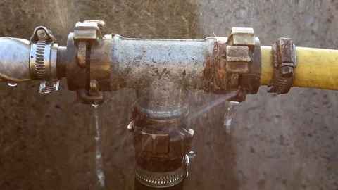 Leaking water pipe connection Stock Footage 109090170