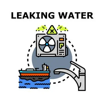 Leaking water problem concept, pollution and waste 스톡 일러스트