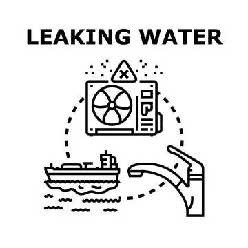 Leaking water problem concept, pollution and waste Stock Illustration