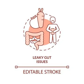 Leaky gut issues red concept icon Stockillustratie