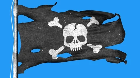 Leaky Pirate Flag Stock Footage 72450644