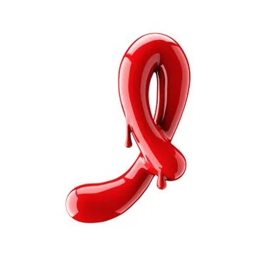Leaky red alphabet isolated on white background. Handwritten cursive letter I. Stockillustratie