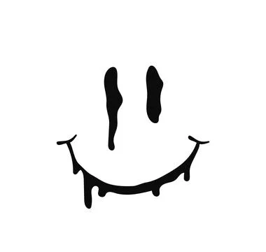 Leaky smiling emotion. Joy face spreading in drops Stock Illustration