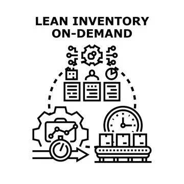 Lean inventory on demand managing efficiency system process Stock Illustration