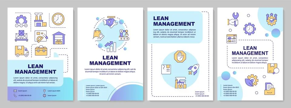 Lean management blue gradient brochure layout Stock Illustration