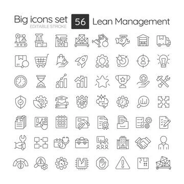 Lean management line icons set Stock Illustration