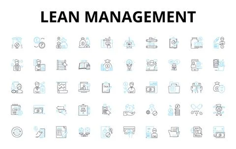 Lean Management linear icons set. Efficiency, Optimization, Kaizen, Continuous イラスト素材