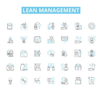 Lean Management linear icons set. Efficiency, Optimization, Kaizen, Continuous Stock Illustration