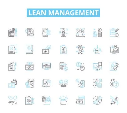 Lean Management linear icons set. Efficiency, Optimization, Kaizen, Continuous Stock Illustration