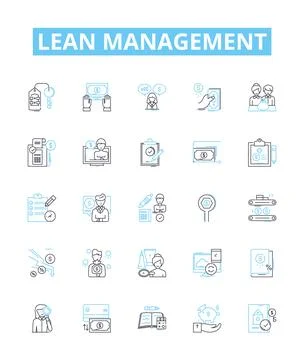 Lean Management vector line icons set. Lean, Management, Efficiency, Process Ilustração Stock