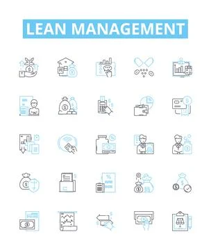 Lean Management vector line icons set. Lean, Management, Efficiency, Process Stock Illustration