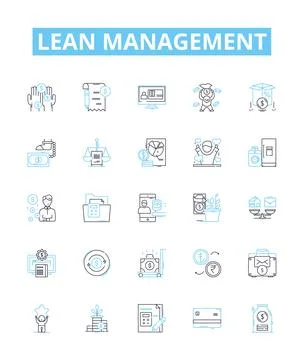 Lean Management vector line icons set. Lean, Management, Efficiency, Process 库存插图