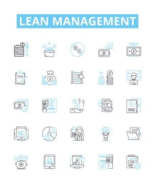 Lean Management vector line icons set. Lean, Management, Efficiency, Process Stock Illustration